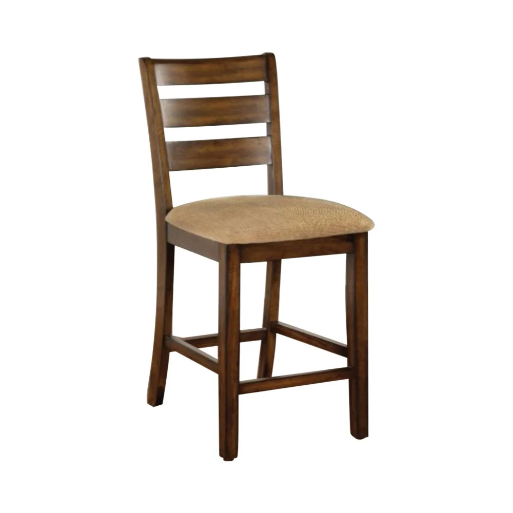 Benzara Priscilla II Transitional Counter Height Chair Set of 2, Antique Oak