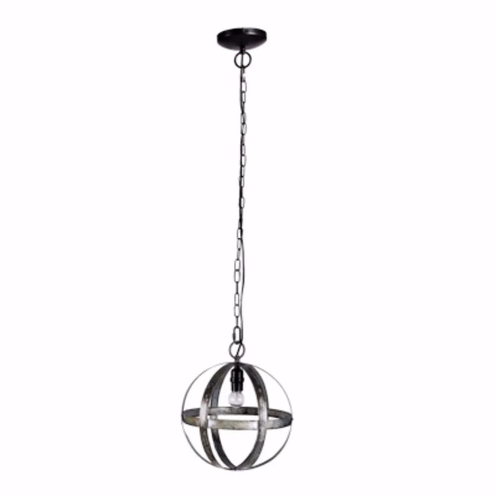 Benzara Stylish Iron Sphere 1 Light Pendant, Black