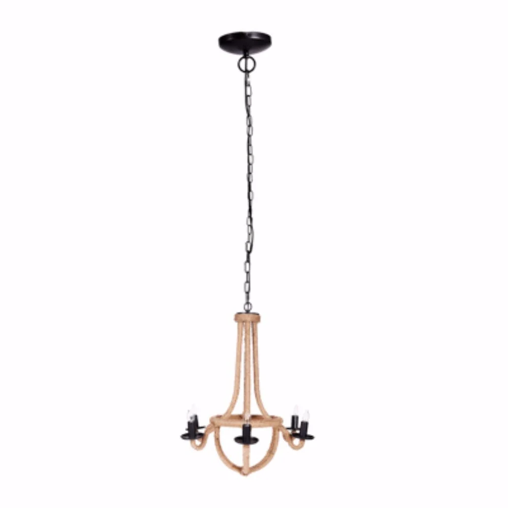 Benzara Solid Iron Spray 6 Light Chandelier, Gold and Black