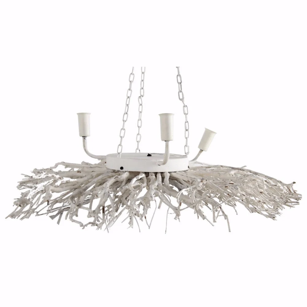 Benzara Captivating Nature Inspired 3 Light Chandelier, White