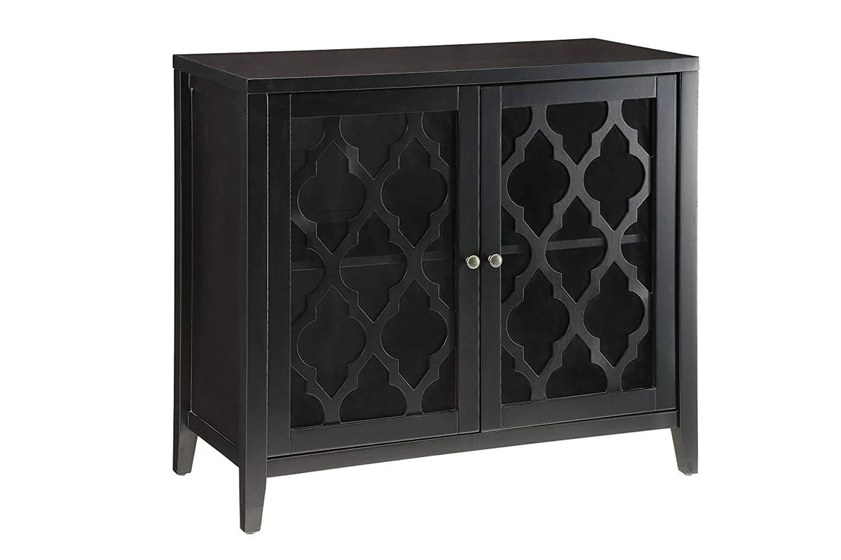 Benzara Ceara Console Table With 2 Doors, Black