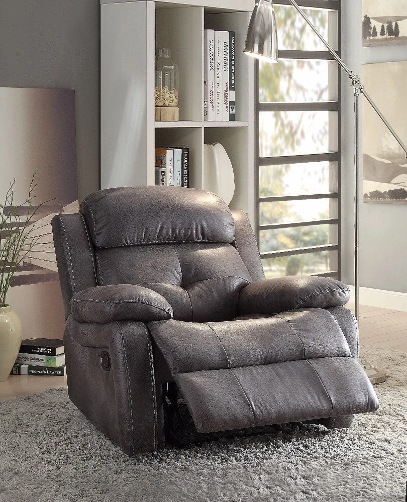 Benzara Ashe Recliner , Gray Microfiber