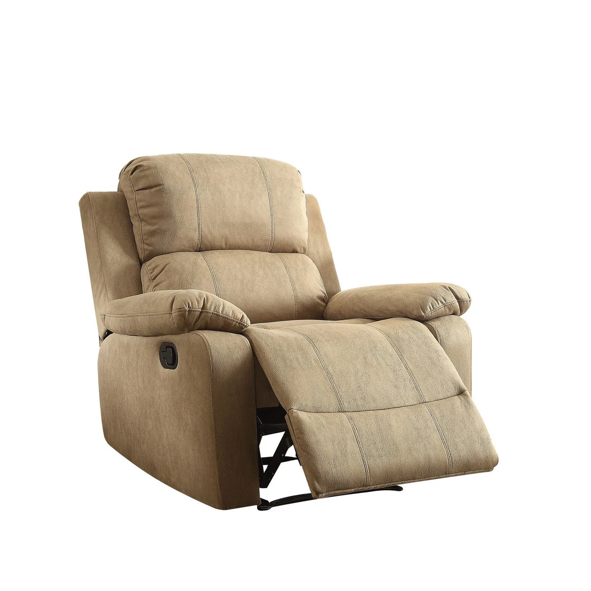 Benzara Microfiber Metal Recliner Chair with Pillow Top Armrest, Beige