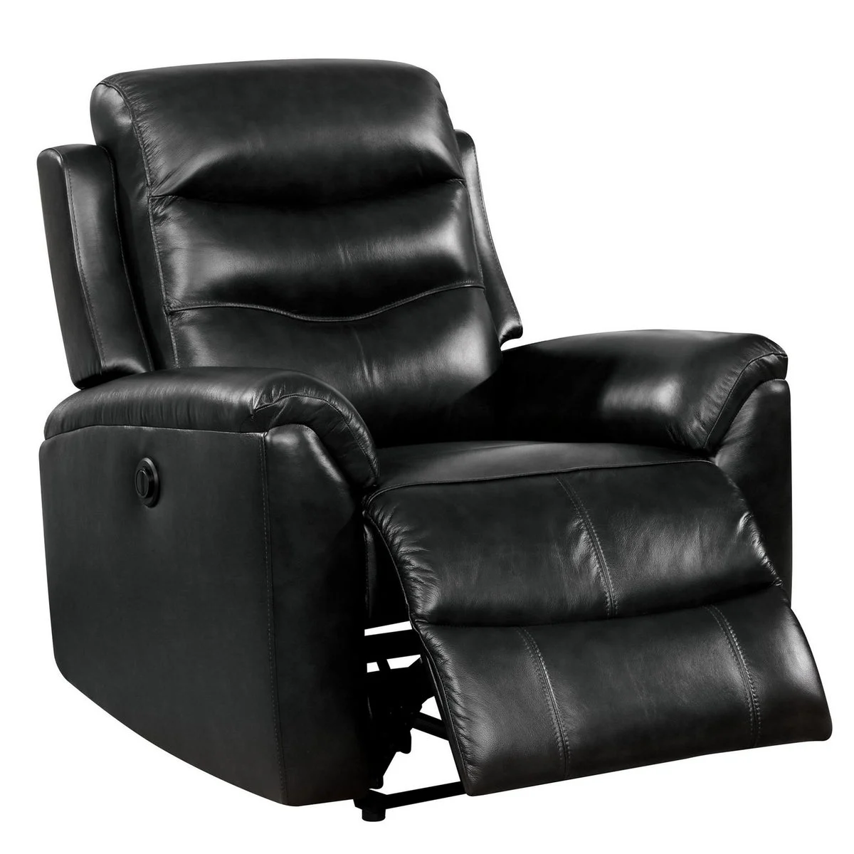 Benzara Leather Power Recliner Chair with Tufted Tight Back, Black