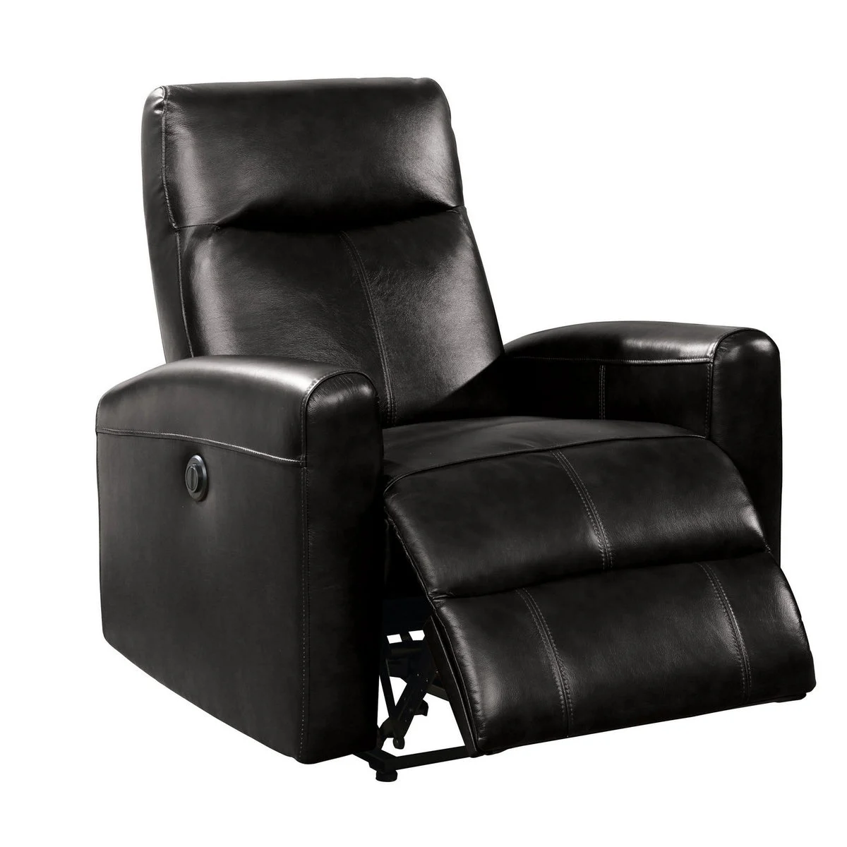 Benzara Leather Power Motion Recliner Chair with Tight Back, Black