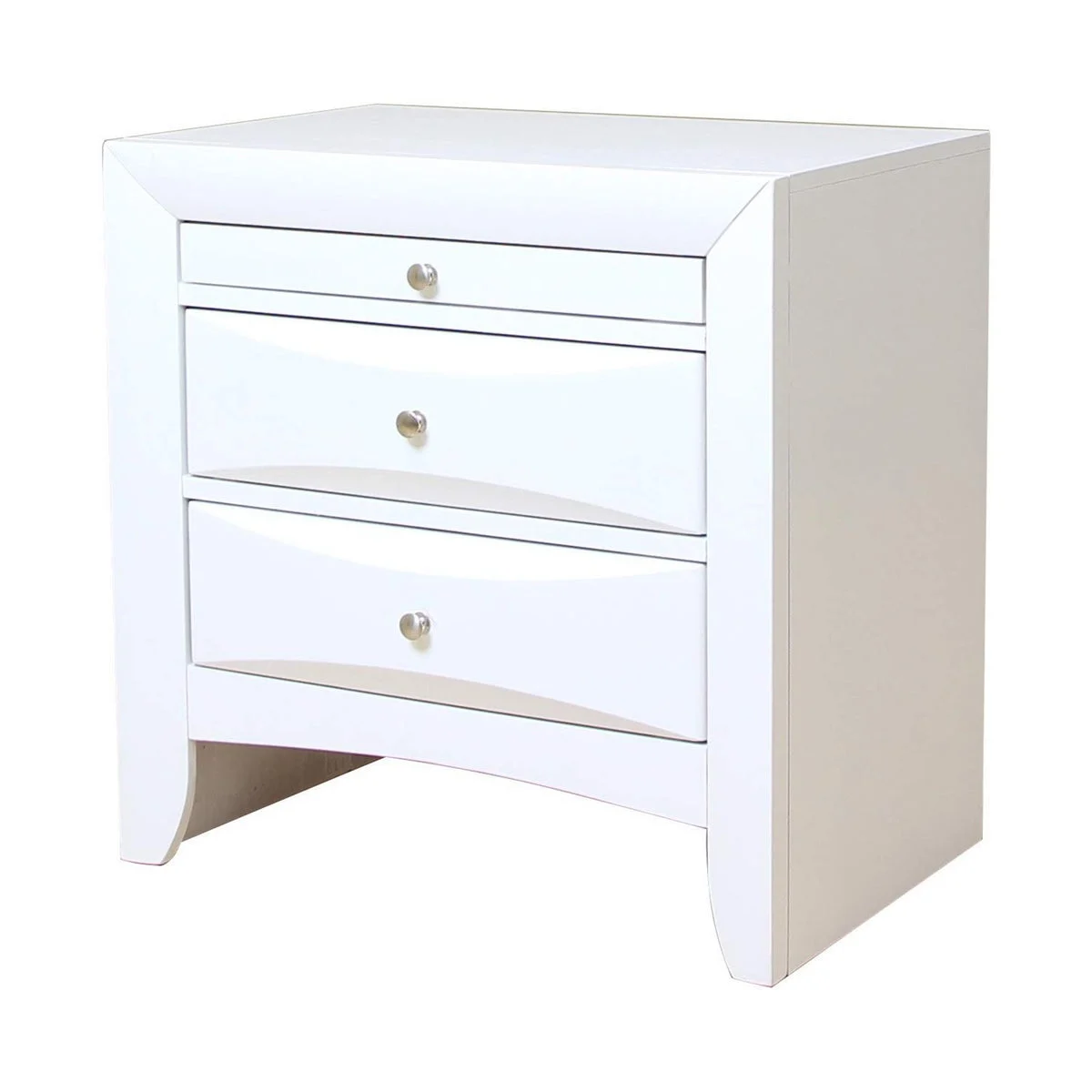 Benzara Contemporary 3 Drawer Wood Nightstand by Ireland, White