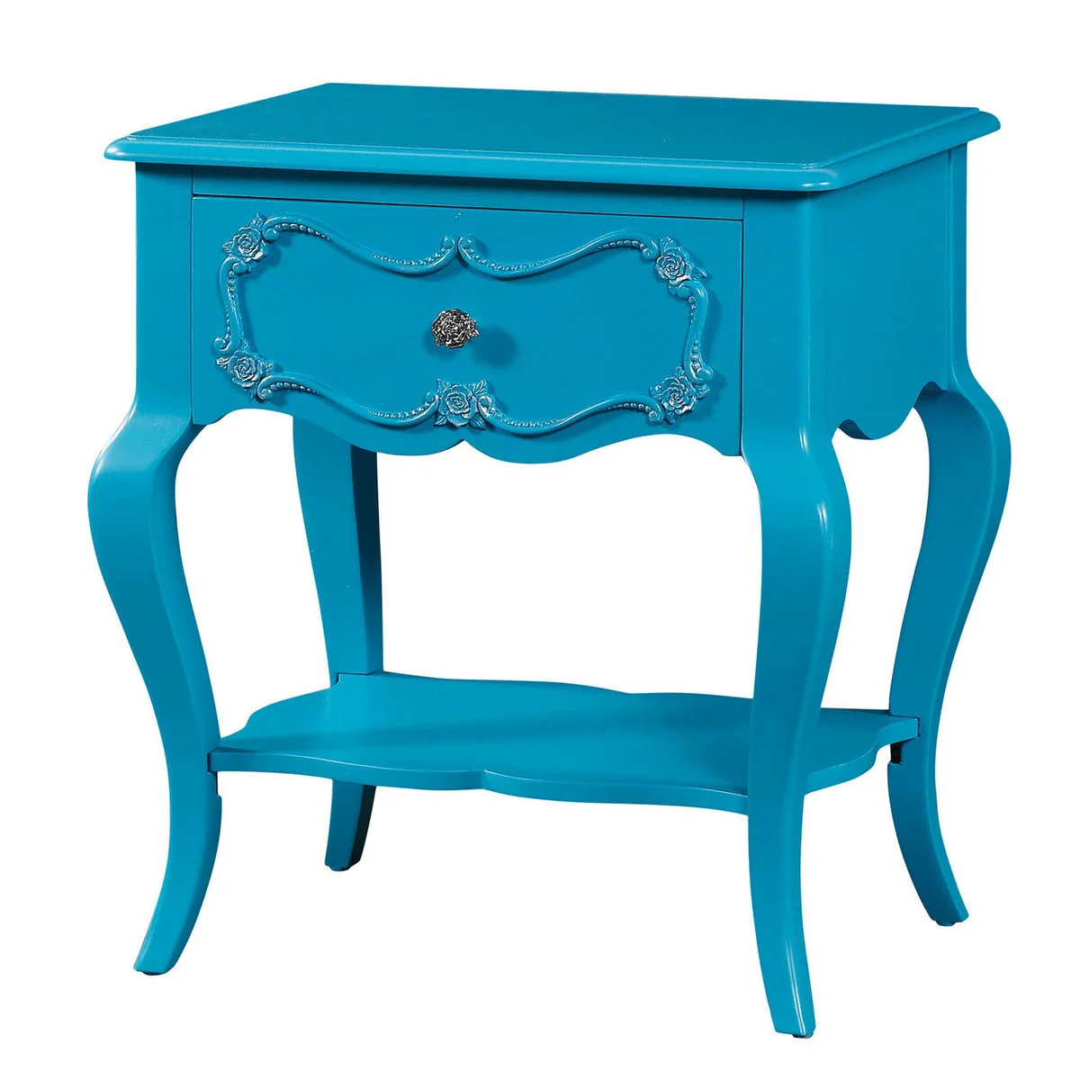 Benzara Traditional Style Wood Nightstand by Edalene, Blue