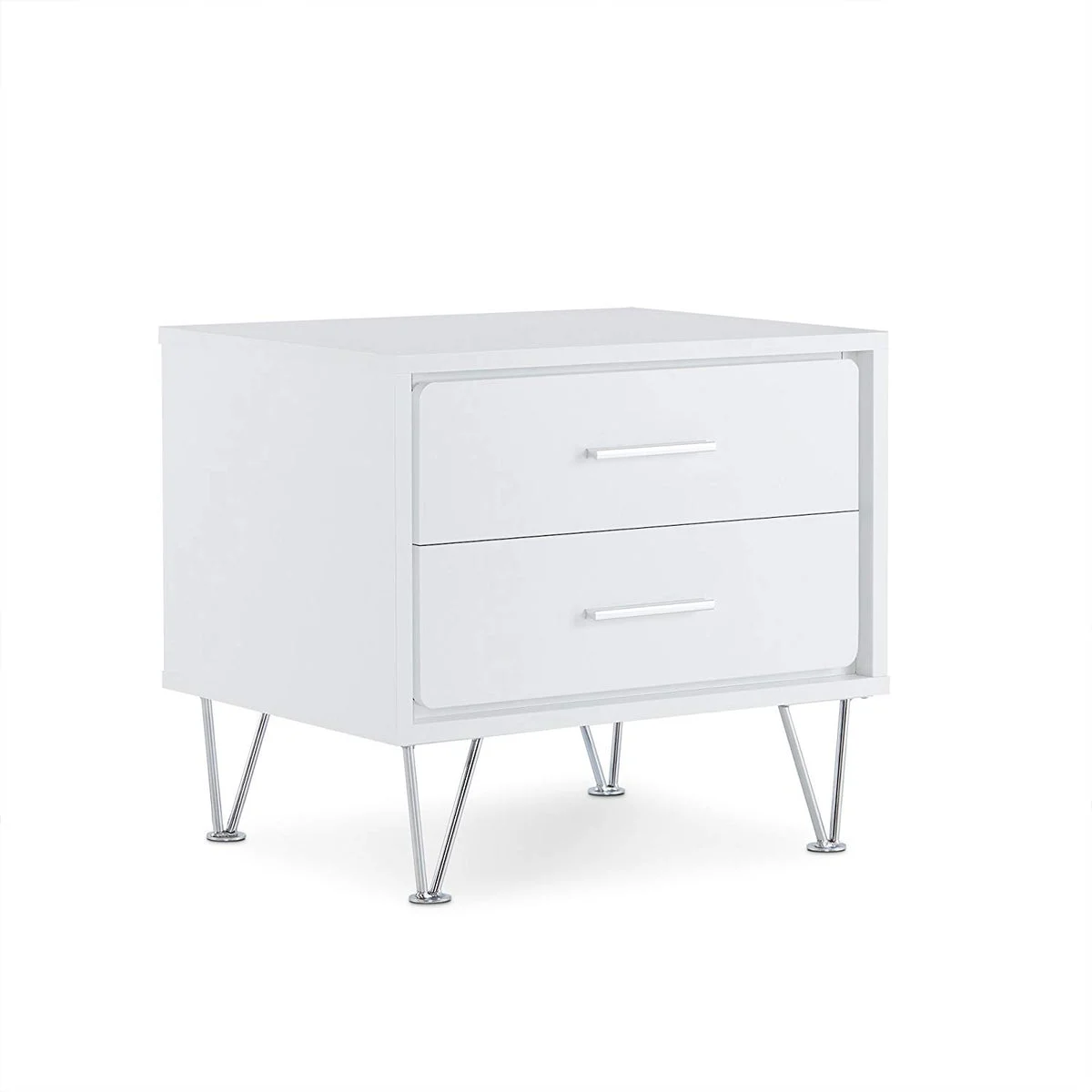 Benzara Contemporary 2 Drawers Wood Nightstand by Deoss, White