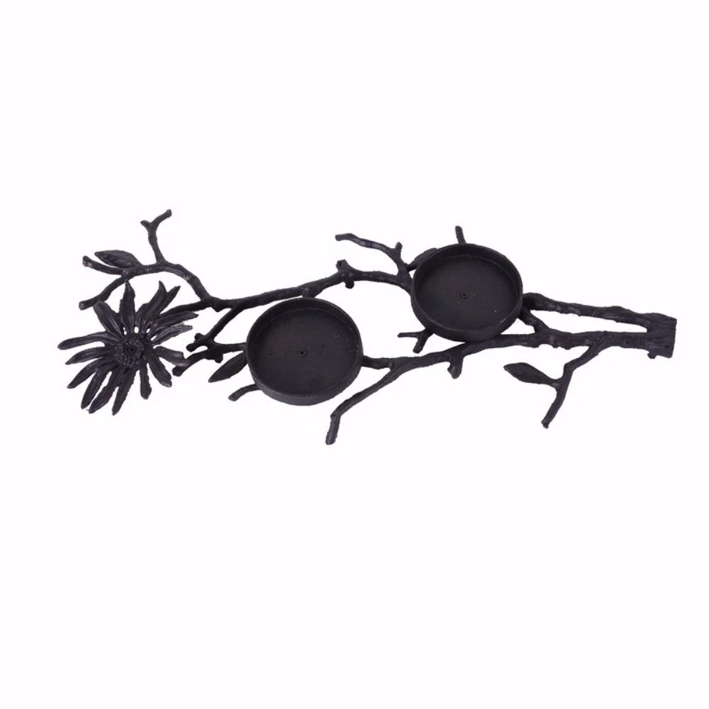 Benzara Uniquely Designed Iron T Light Candle Holder, Black