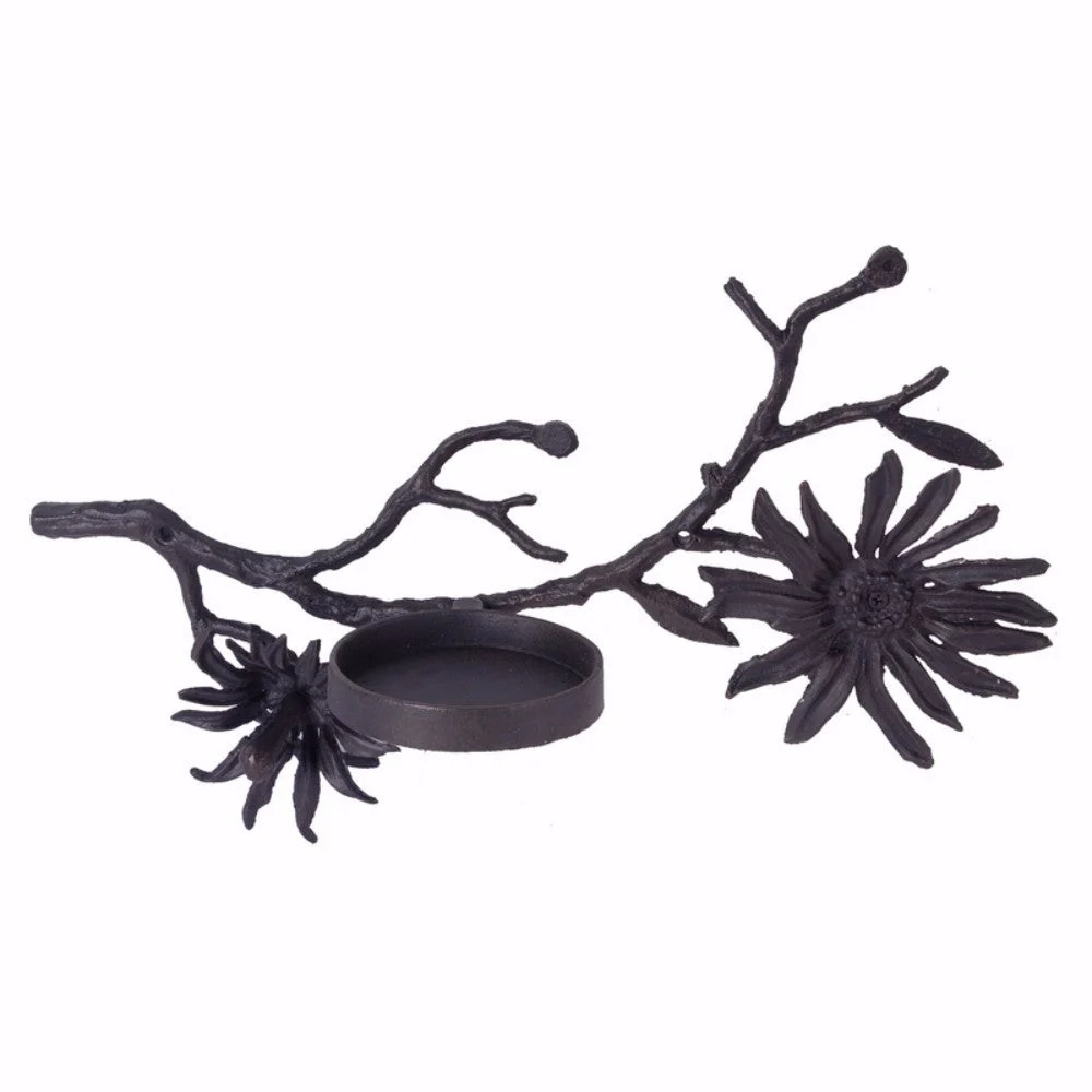 Benzara Sturdy Iron T Light Candle Holder, Black