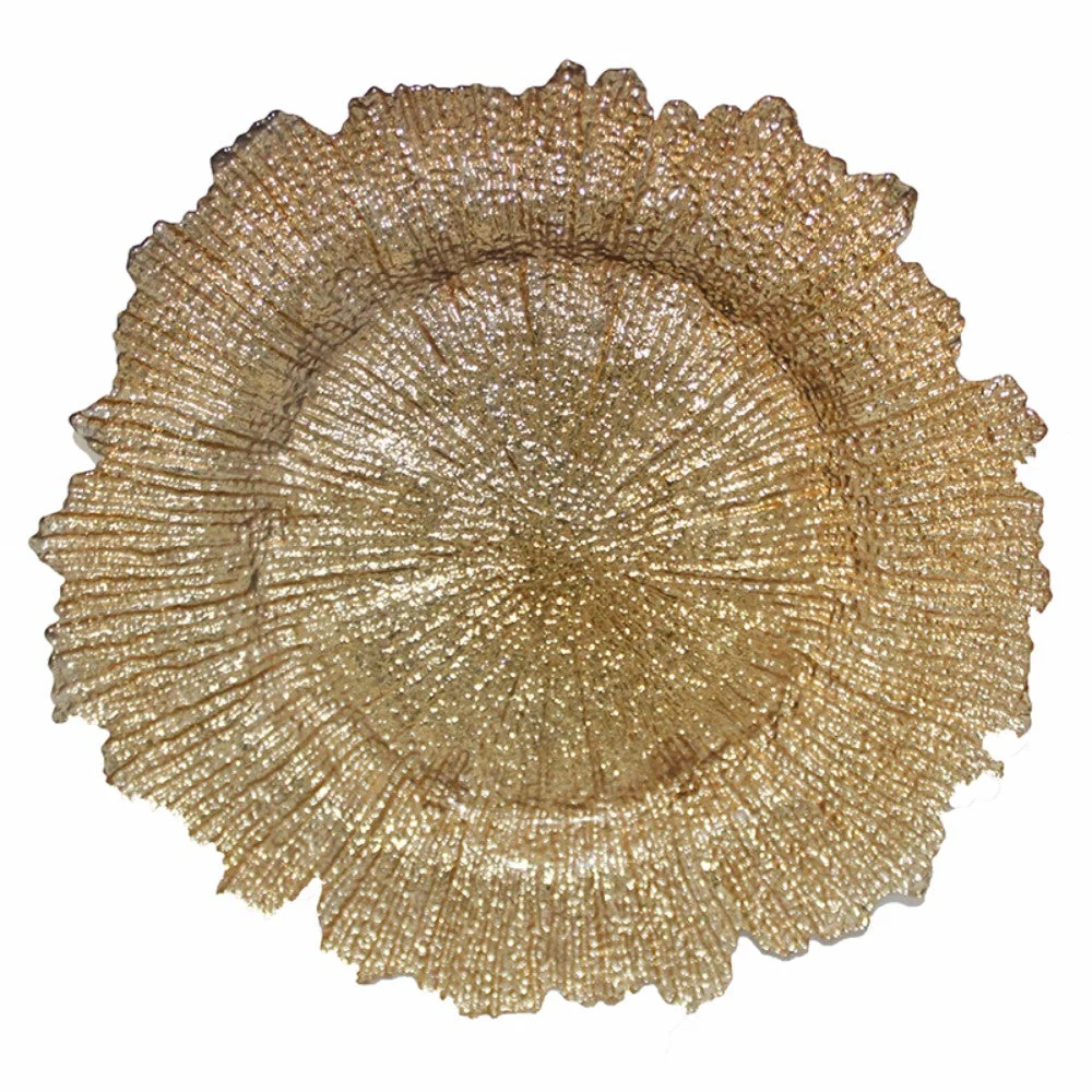 Benzara Sublime Glass Charger Plate, Gold