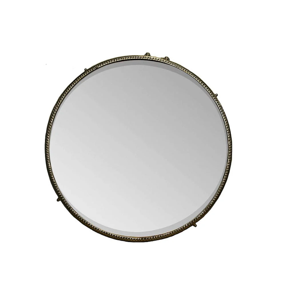 Benzara Decorative Iron Framed Round Mirror, Bronze