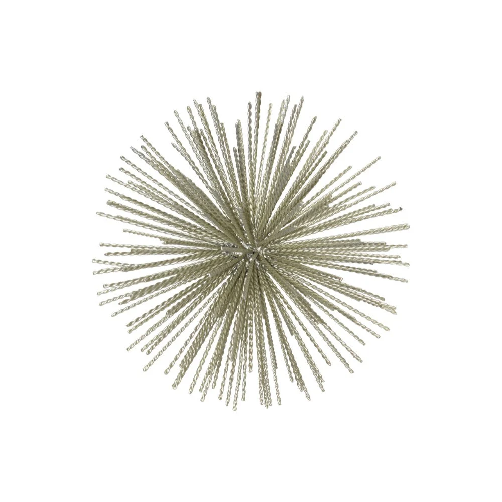 Benzara Ornamental Metal Sea Urchin Sculpture on Stand, Large, Gold