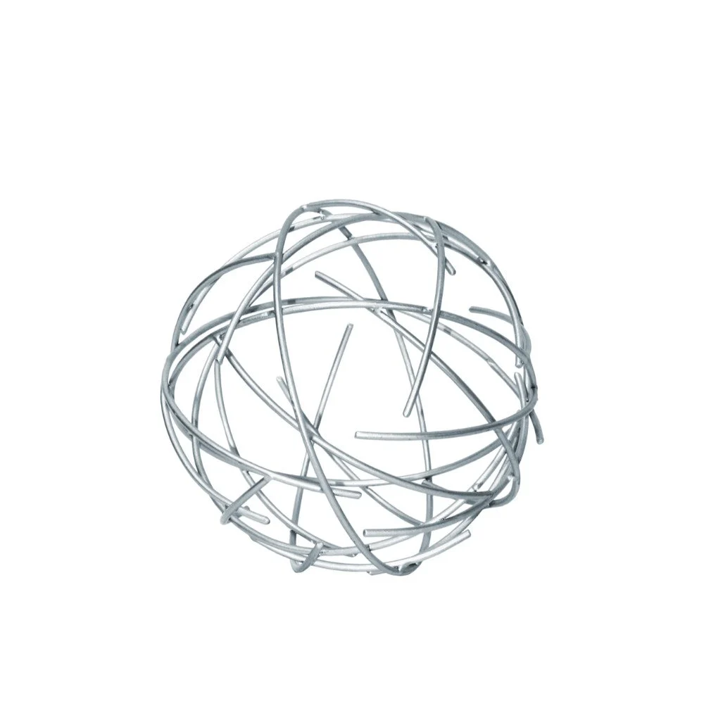 Benzara Metal Orb Sculpture with Broken Rings, Coated Finish Silver