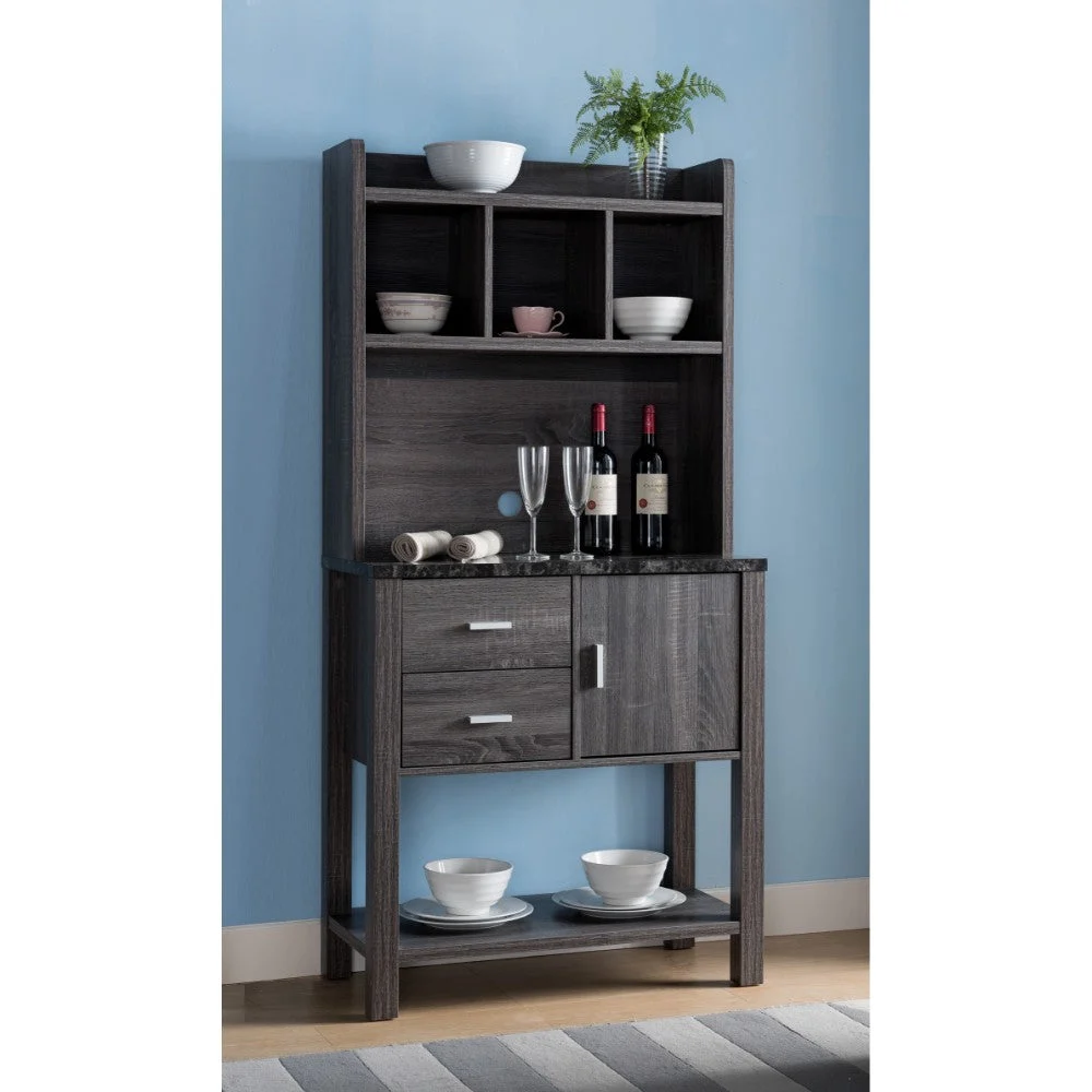Benzara Multi Storage Distressed Wooden Baker`s Rack, Gray