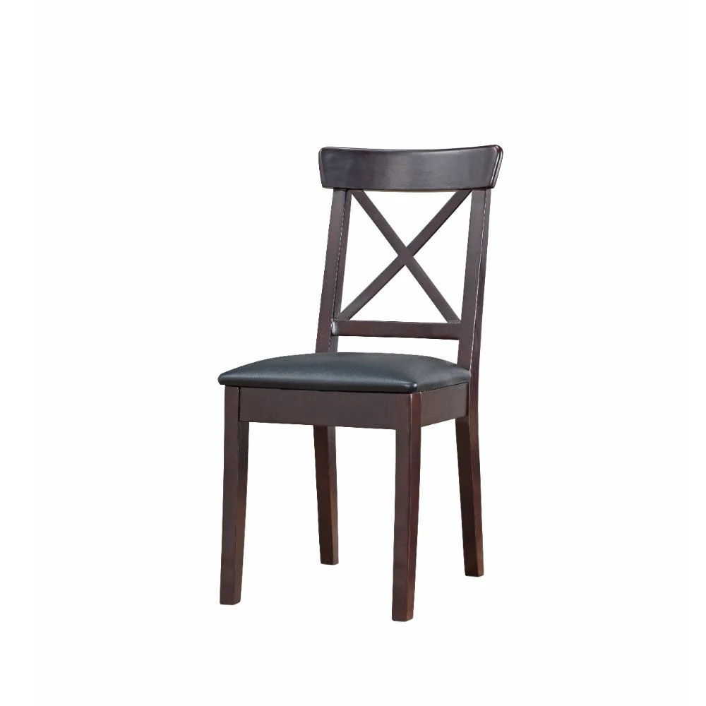 Benzara Wooden Counter Chair with Padded Seat, Set of 2, Cocoa Brown and Black
