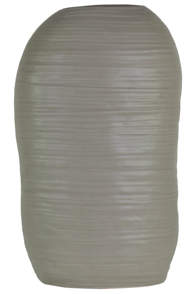 Benzara Ceramic Tall Irregular Vase With Combed Design, Large, Gray