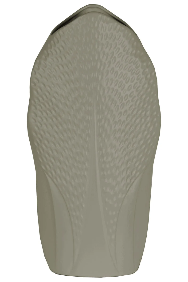 Benzara Ceramic Pyramidal Vase With Engraved Circle Design, Large, Gray