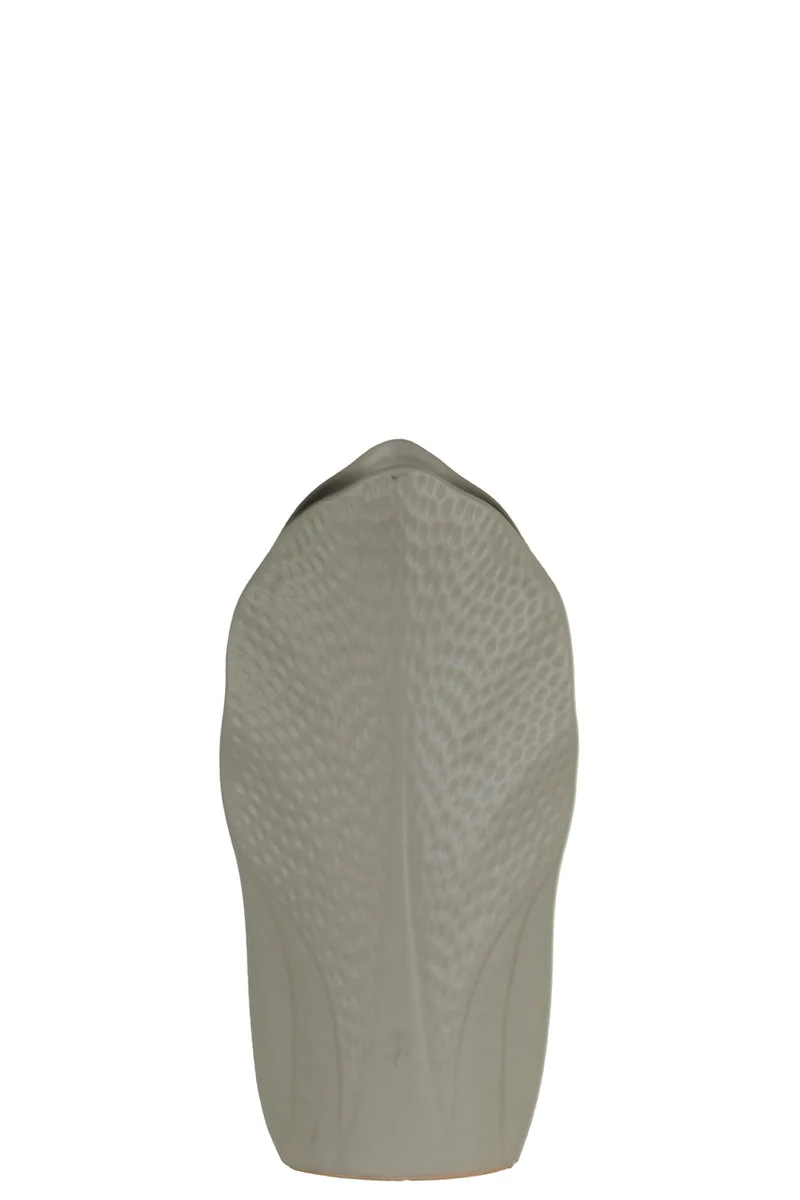 Benzara Ceramic Pyramidal Vase With Engraved Circle Design, Small, Gray