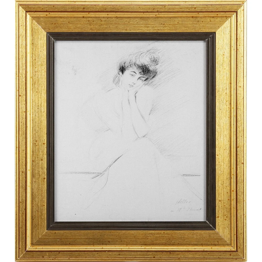 Benzara Natural Wooden Framed Portrait of Consuelo Vanderbilt Wall Art, Multicolor