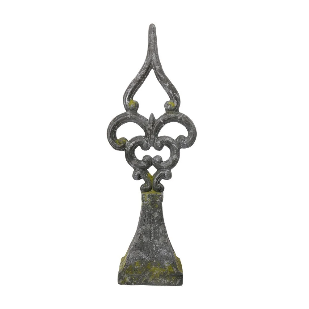 Benzara Magnesia Crested Finial in Slate Gray