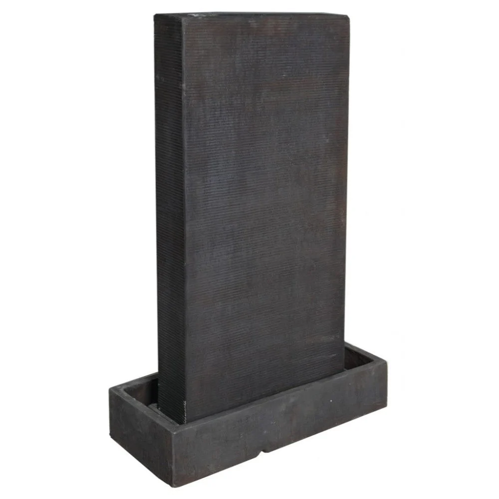 Benzara Long Elongated Cemented Outdoor Fountain, Gray