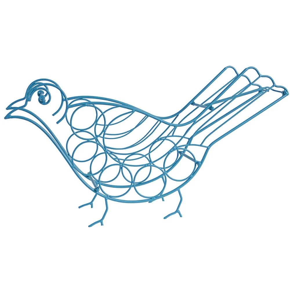 Benzara Bird Shape Metal Wine Holder, Blue