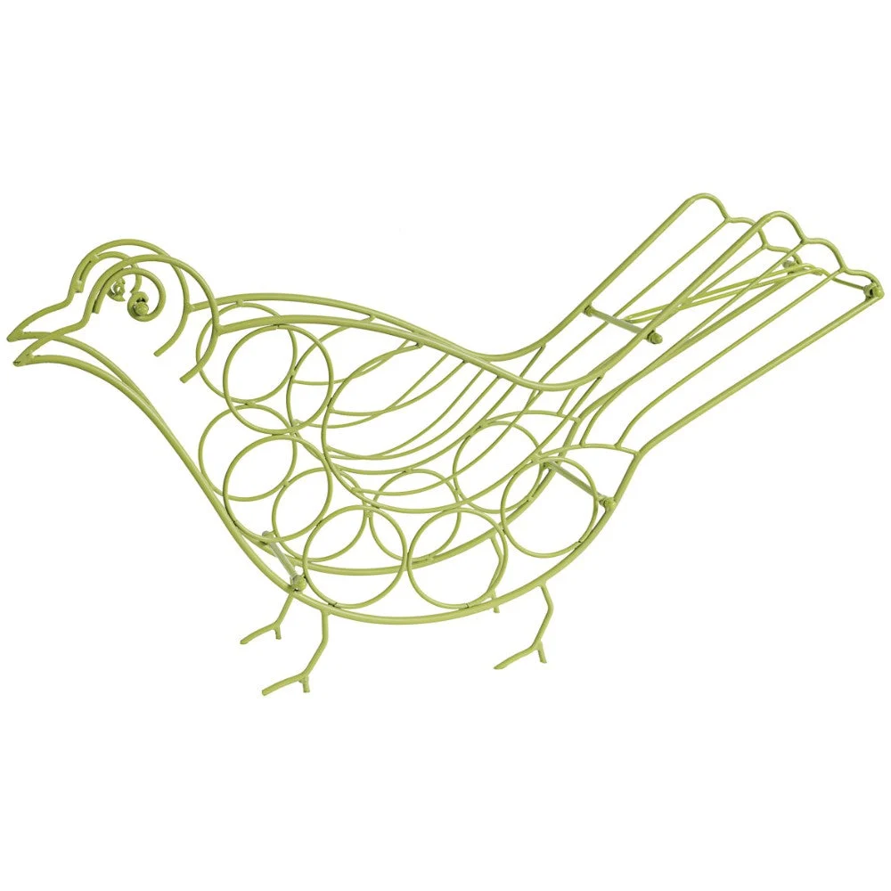 Benzara Bird Shape Metal Wine Holder, Green