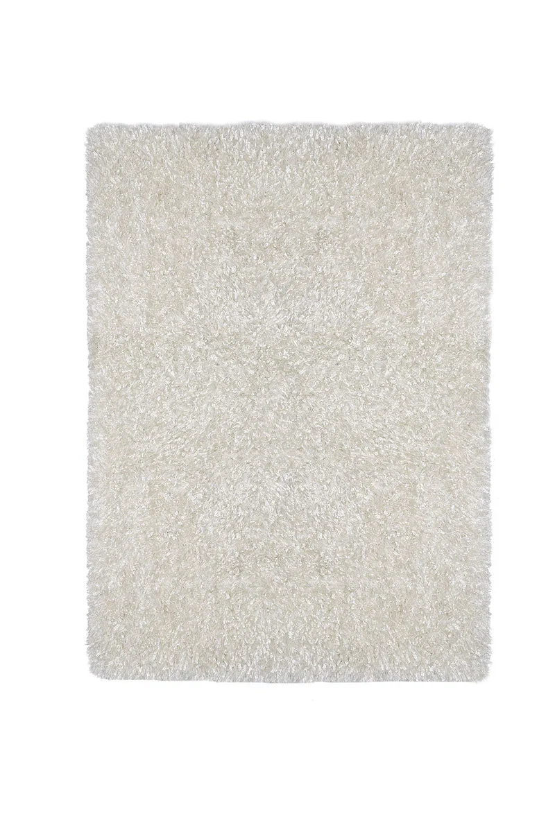 Benzara Contemporary Style Polyester Area Rug with Cotton Backing, White