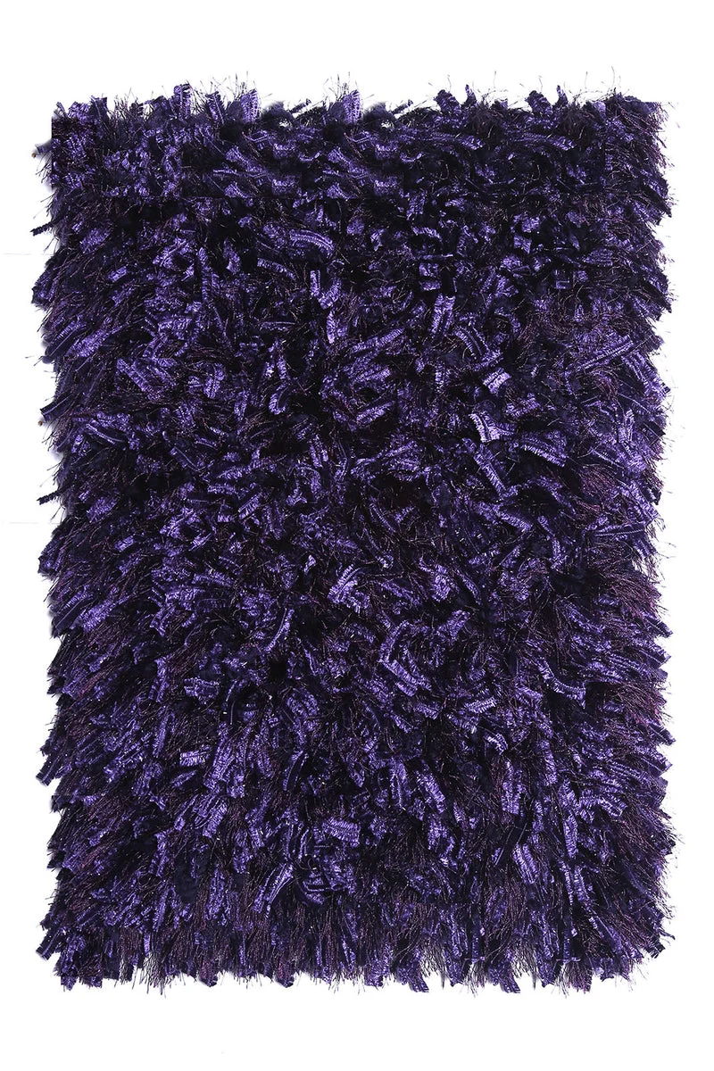 Benzara Contemporary Style Polyester Area Rug with Cotton Backing, Purple