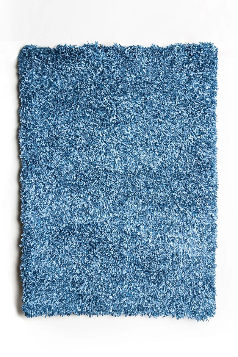 Benzara Contemporary Style Polyester Area Rug with Cotton Backing, Blue