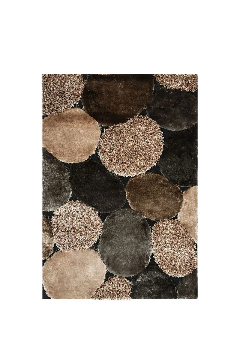 Benzara Contemporary Style Polyester Area Rug with Cotton Backing, Brown & Gray