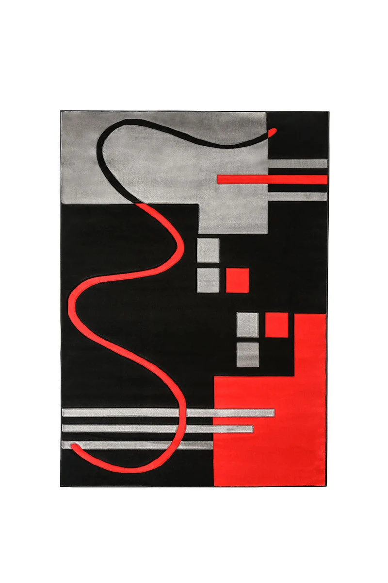 Benzara Contemporary Style Area Rug in Polyester with Cotton Backing, Multicolor
