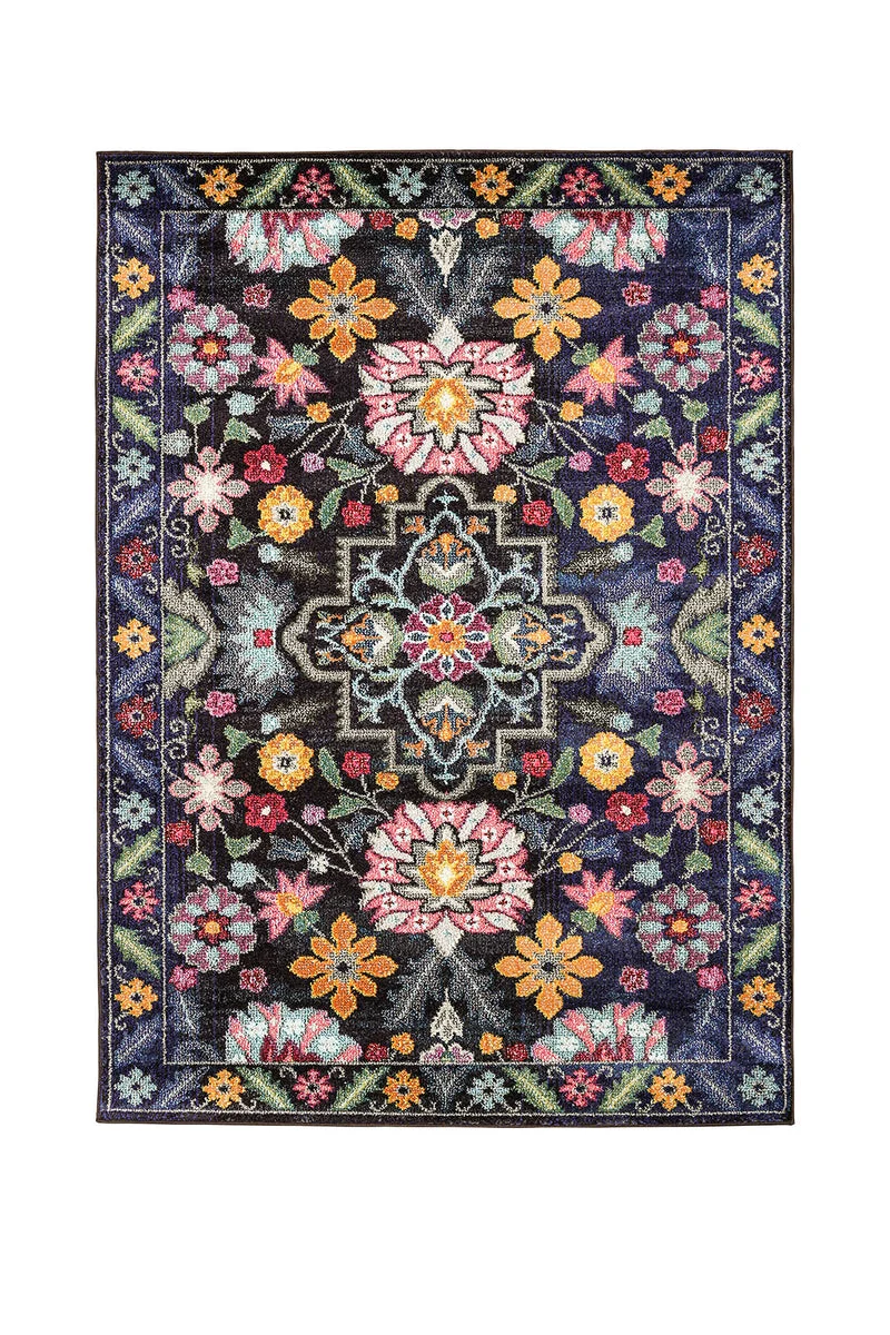 Benzara Artistic Polypropylene Area Rug with Flower Pattern, Multicolor