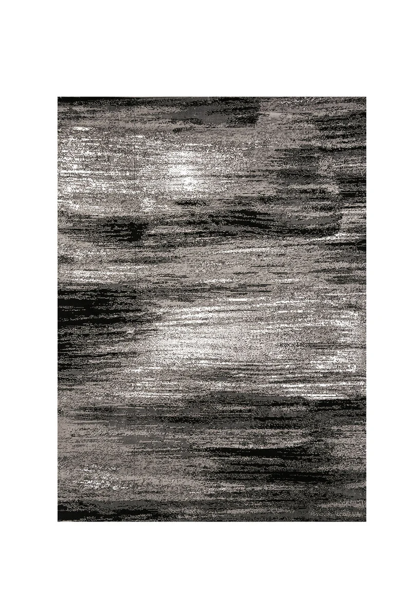 Benzara Shaded Patterned Area Rug In Polyester With Jute Mesh, Small, Gray and Black