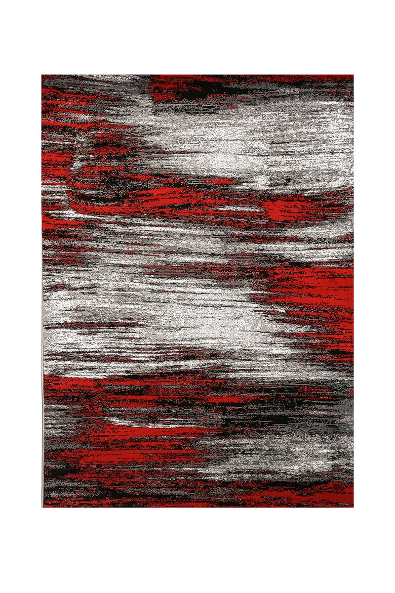 Benzara Shaded Patterned Area Rug In Polyester With Jute Mesh, Small, Red and Gray