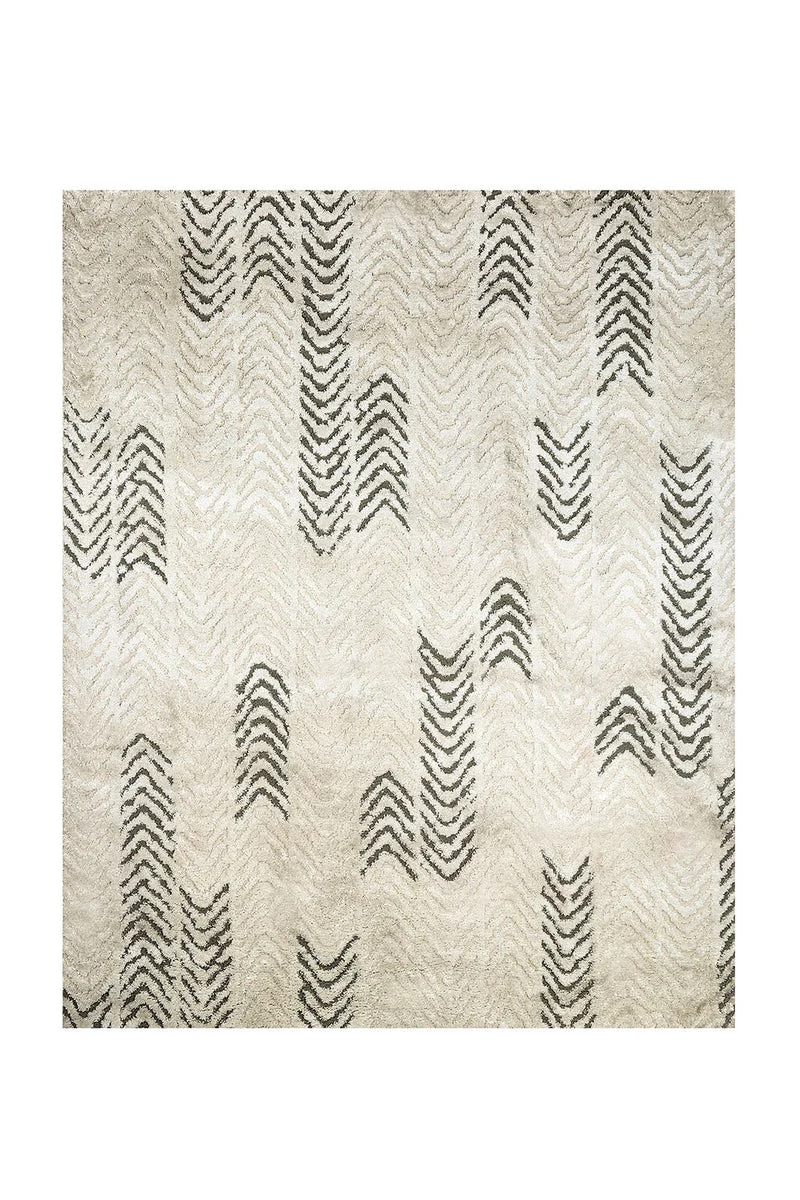Benzara Geometric Patterned Polyester Area Rug With Latex Backing, Beige & Black