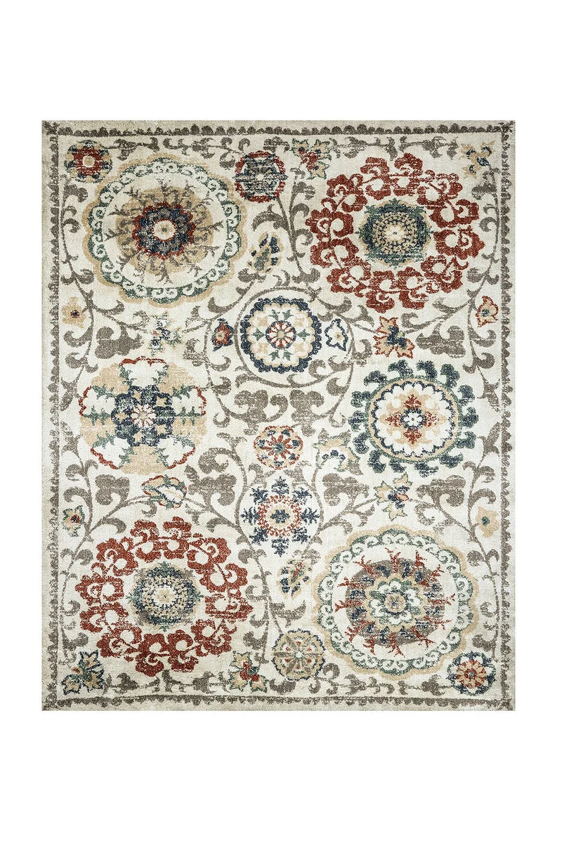 Benzara Classic Area Rug In Recycled Polyester & Latex Backing, Multicolor