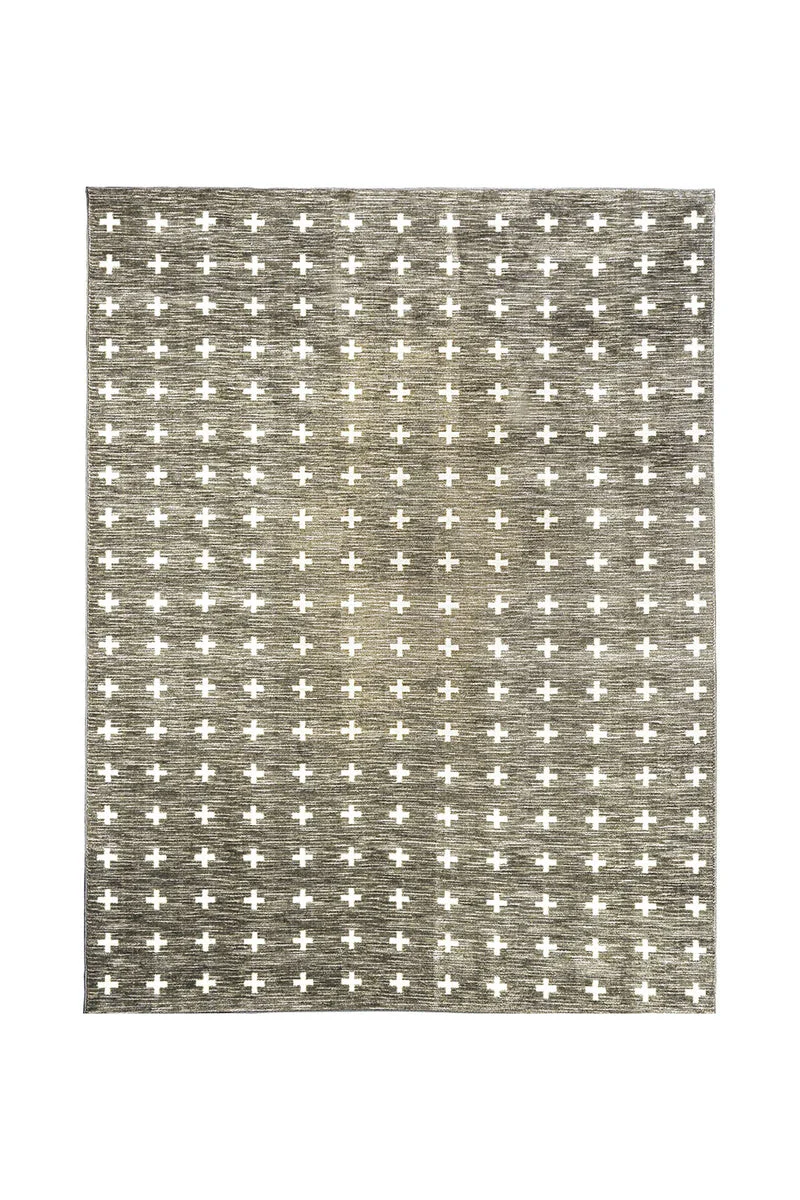Benzara Modern Nylon Area Rug With Latex Backing, Small, Beige and Light gray