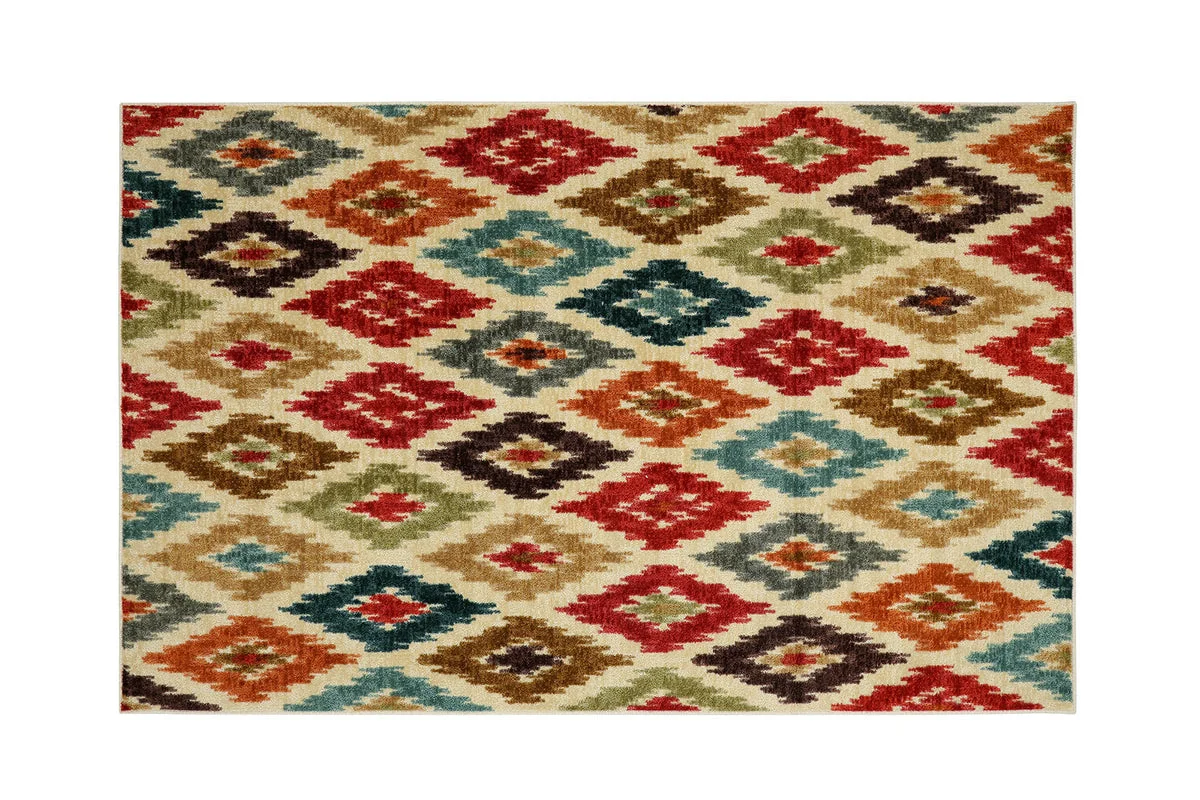 Benzara Nylon Area Rug With Bright Geometric Pattern, Small, Multicolor