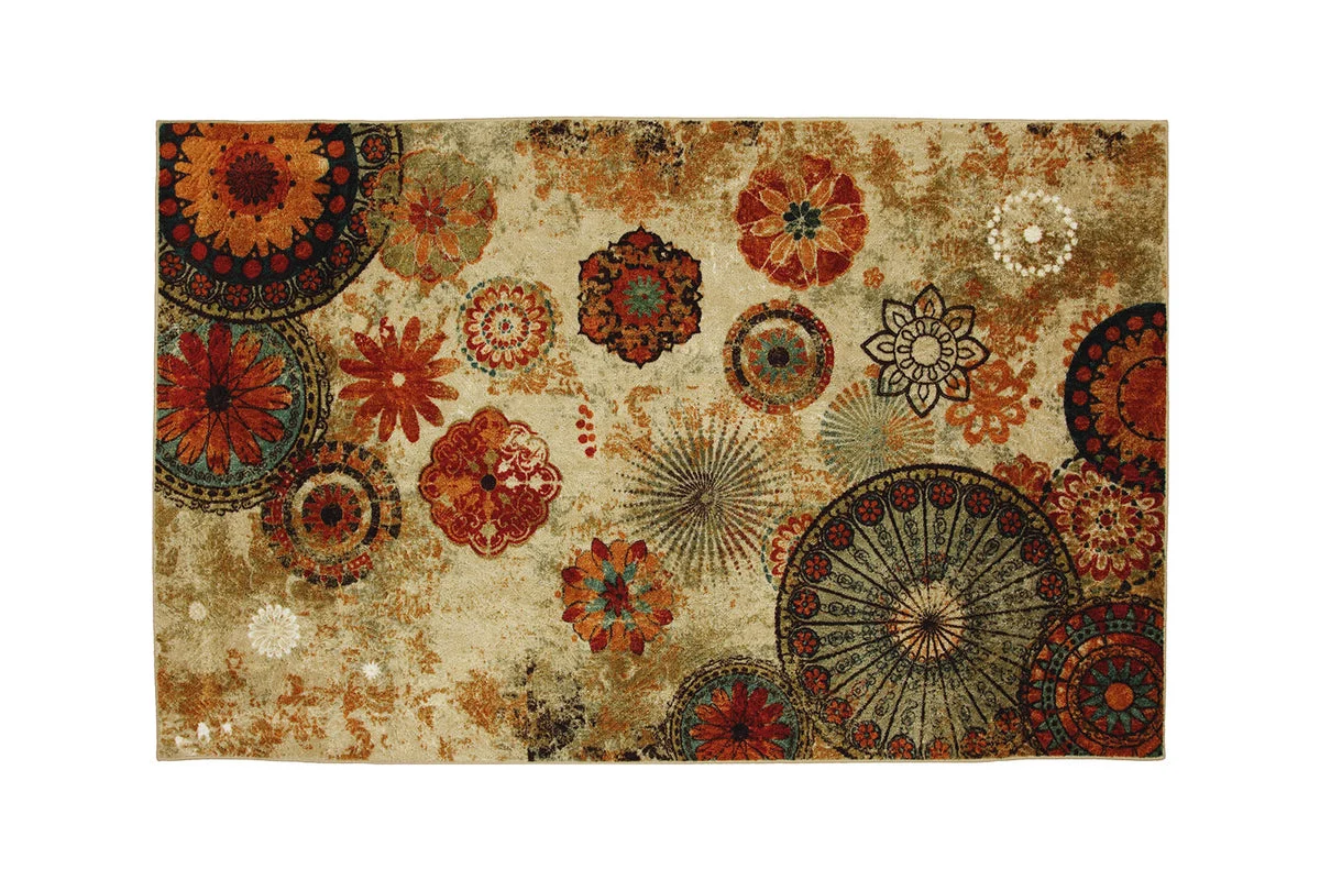 Benzara Contemporary Floral Patterned Area Rug In Nylon and Latex, Small, Multicolor
