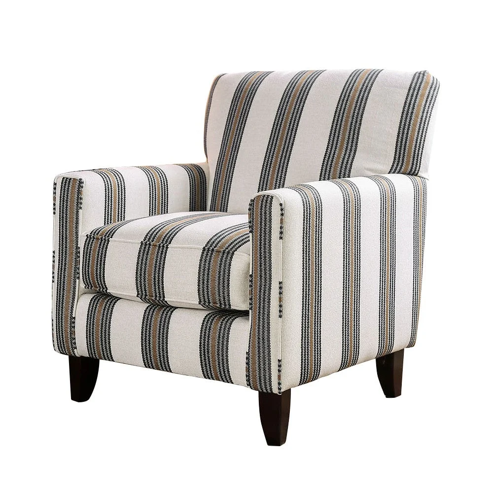 Benzara Contemporary Style Wooden Sofa Chair with Printed Stripe Pattern, Multicolor