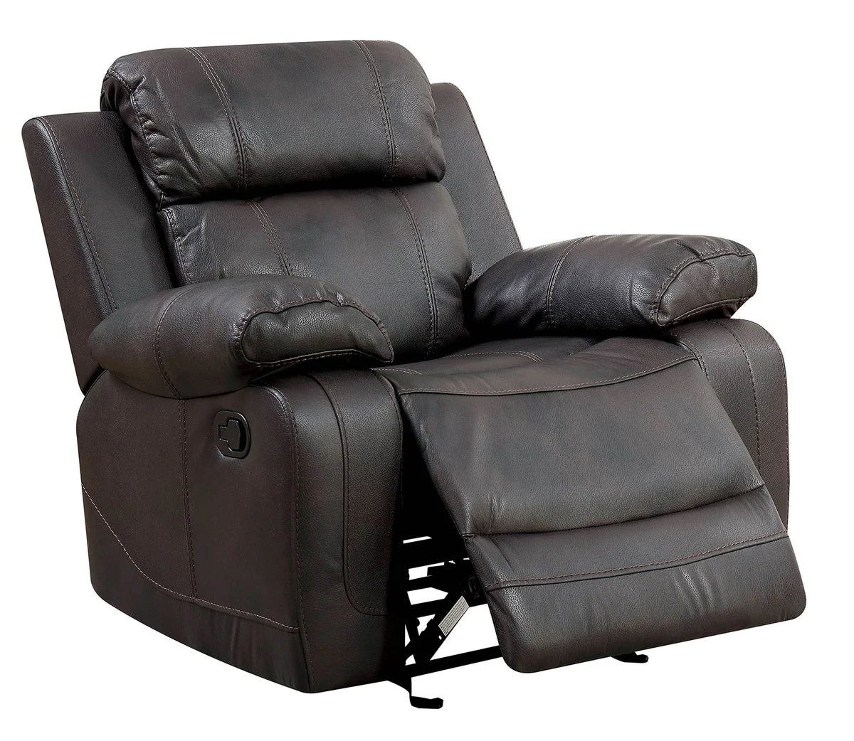 Benzara Leather Upholstered Glider Recliner Chair, Brown