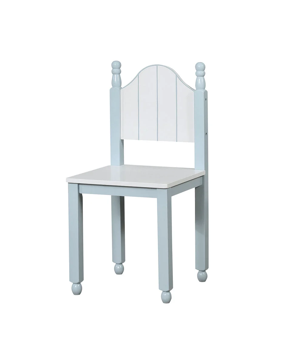 Benzara Contemporary Style Wooden Chair With Camel Back, Blue And White