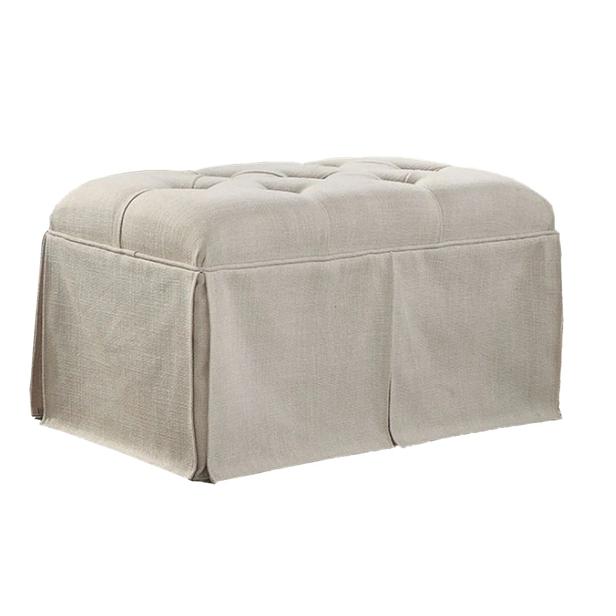 Benzara Rectangular Button Tufted Fabric Upholstered Bench With Storage, Beige