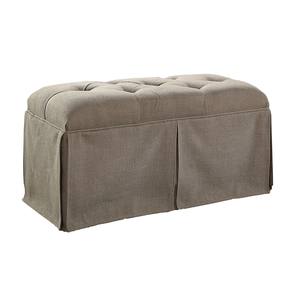 Benzara Rectangular Button Tufted Fabric Upholstered Bench With Storage, Brown