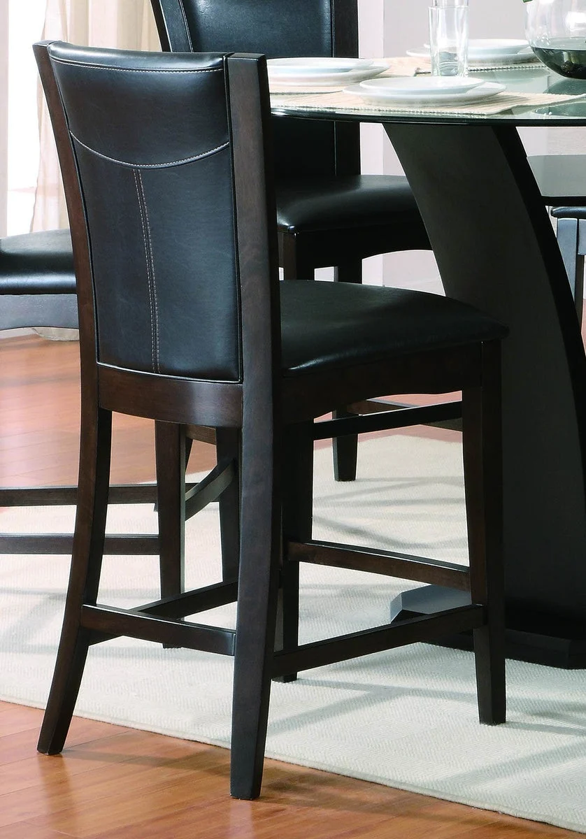 Benzara Leather Upholstered Counter Height Chair in Dark Brown Finish, Set of 2