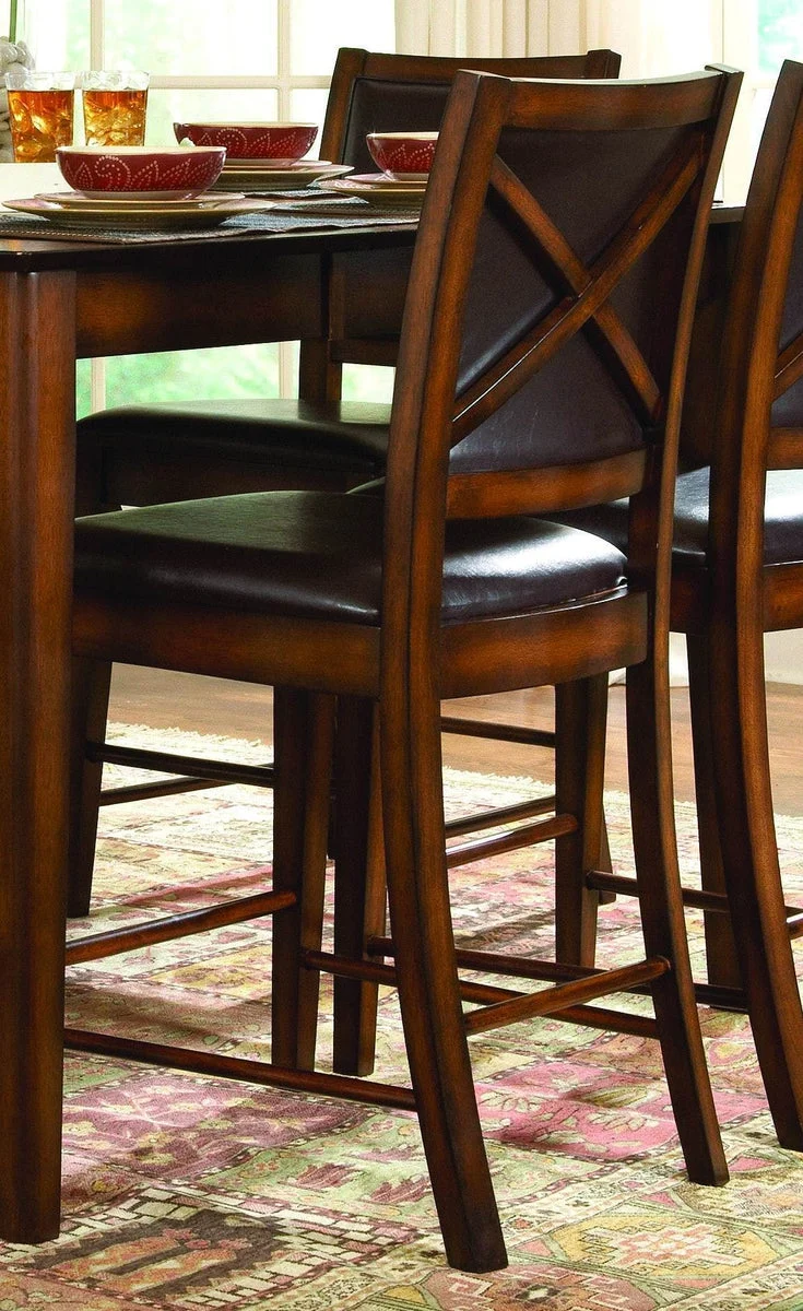 Benzara Dual Tone Leather Upholstered Counter Height Chair, Brown, Set Of 2