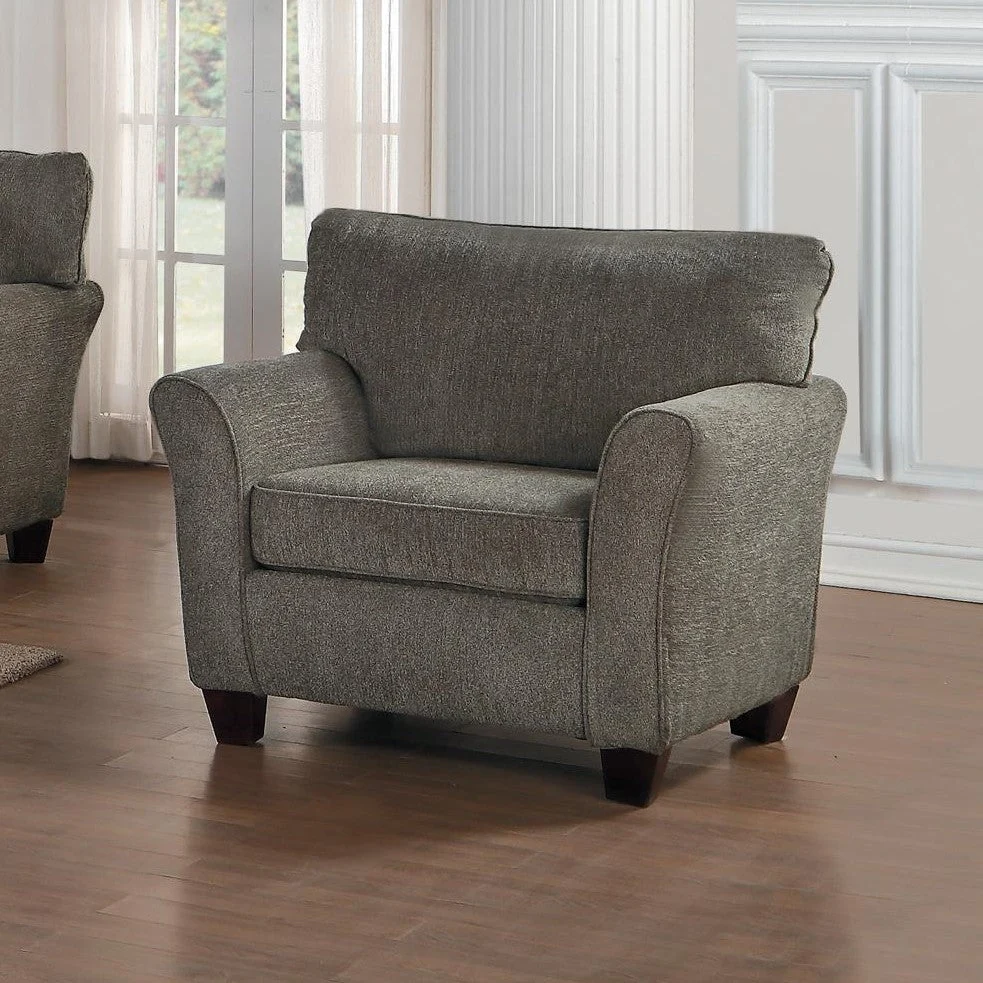 Benzara Polyester Fabric Chair With Slight Flared Arms, Dark Gray