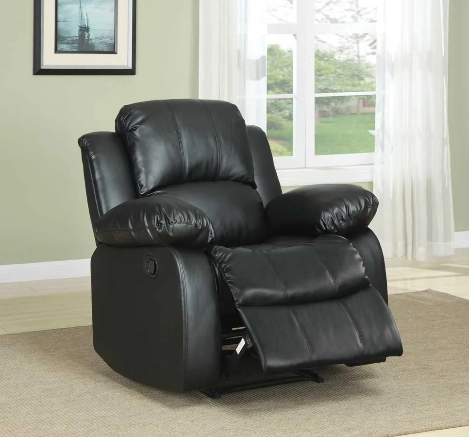 Benzara Bonded Leather Recliner Chair, Black